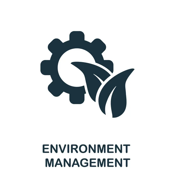 Ikona zarządzania środowiskiem. Monochromatyczny znak z kolekcji zarządzania firmą. Ikona zarządzania środowiskiem kreatywnym do projektowania stron internetowych, infografik i innych — Wektor stockowy
