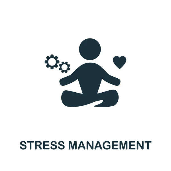 Ikona zarządzania stresem. Monochromatyczny znak z kolekcji zarządzania firmą. Ikona Creative Stress Management do projektowania stron internetowych, infografik i innych — Wektor stockowy