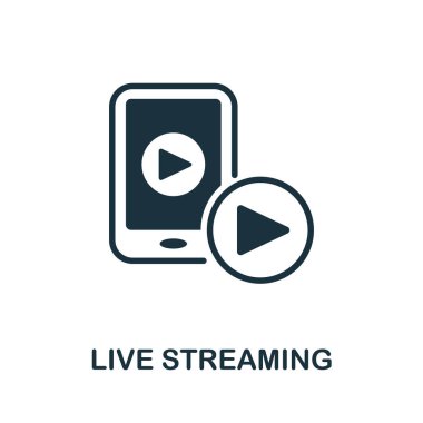 Canlı yayın ikonu. İçerik pazarlama koleksiyonundan tek renkli tabela. Web tasarımı, bilgi grafikleri ve daha fazlası için yaratıcı Canlı Yayın simgesi çizimi