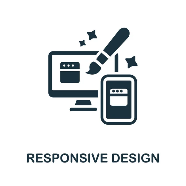 Responsive Design Ikone. Monochromes Schild aus der Grafikdesign-Kollektion. Creative Responsive Design Icon Illustration für Webdesign, Infografiken und mehr — Stockvektor