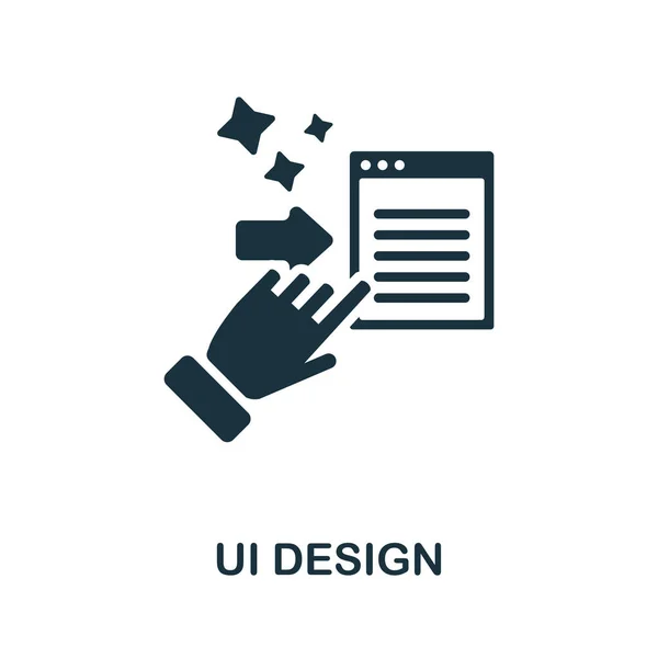Ikona Ui Design. Černobílý znak ze sbírky grafického designu. Ikona Creative Ui Design ilustrace pro webdesign, infografiku a další — Stockový vektor