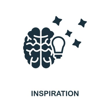 İlham ikonu. Grafik tasarım koleksiyonundan tek renkli tabela. Web tasarımı, bilgi grafikleri ve daha fazlası için yaratıcı ilham simgesi çizimi