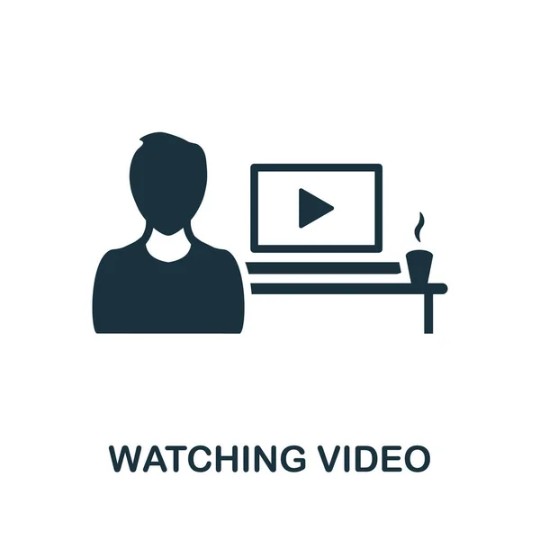 Video ikonu izliyorum. Ev istirahatı koleksiyonundan tek renkli tabela. Web tasarımı, bilgi grafikleri ve daha fazlası için Yaratıcı İzleme Video simgesi çizimi