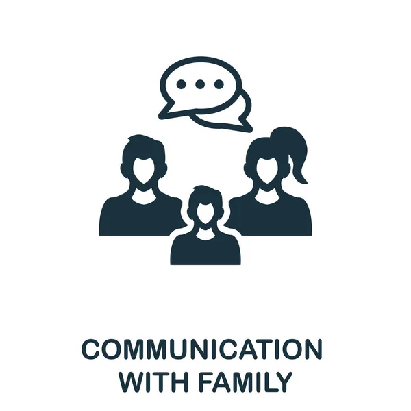 การสื่อสารกับไอคอนครอบครัว สัญลักษณ์โมโนโครมจากคอลเลกชันส่วนที่เหลือที่บ้าน การสื่อสารสร้างสรรค์ ด้วยภาพไอคอนครอบครัวสําหรับการออกแบบเว็บ, infographics และอื่น ๆ — ภาพเวกเตอร์สต็อก
