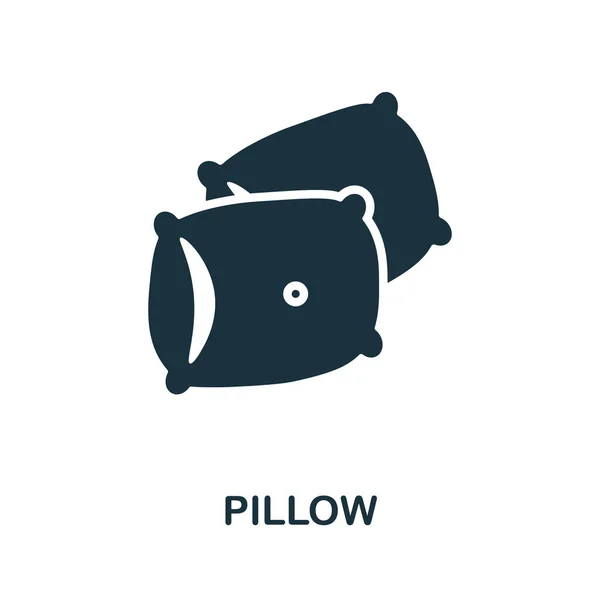 Ikona poduszki. Monochromatyczny znak z kolekcji domowych odpoczynków. Ikona kreatywnej poduszki do projektowania stron internetowych, infografik i wielu innych — Wektor stockowy