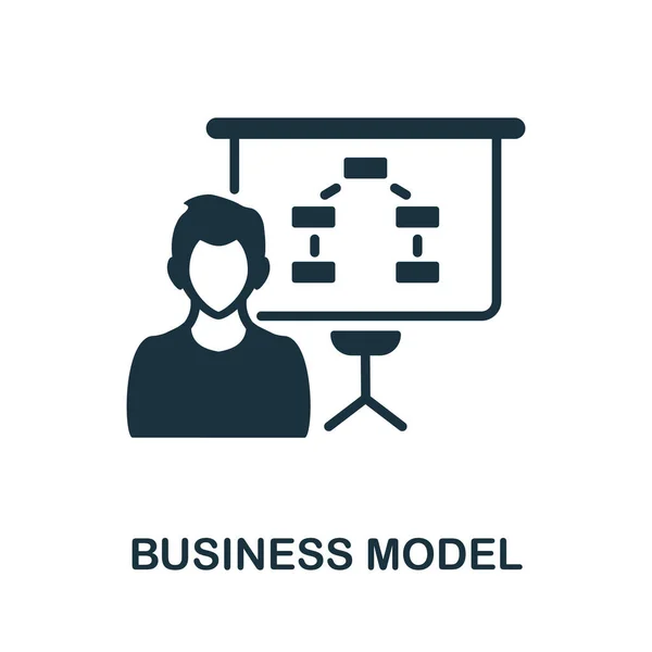 Geschäftsmodell Ikone. Monochromes Schild aus der Industrie 4.0 Kollektion. Illustration von Symbolen für kreatives Geschäftsmodell für Webdesign, Infografiken und mehr — Stockvektor