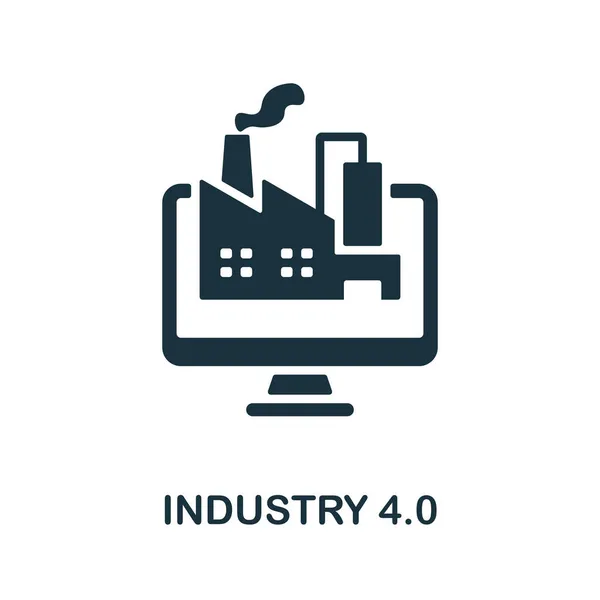 Ikona Przemysłu 4.0. Znak monochromatyczny z kolekcji Przemysłu 4.0. Ikona Przemysłu Kreatywnego 4.0 do projektowania stron internetowych, infografik i innych — Wektor stockowy