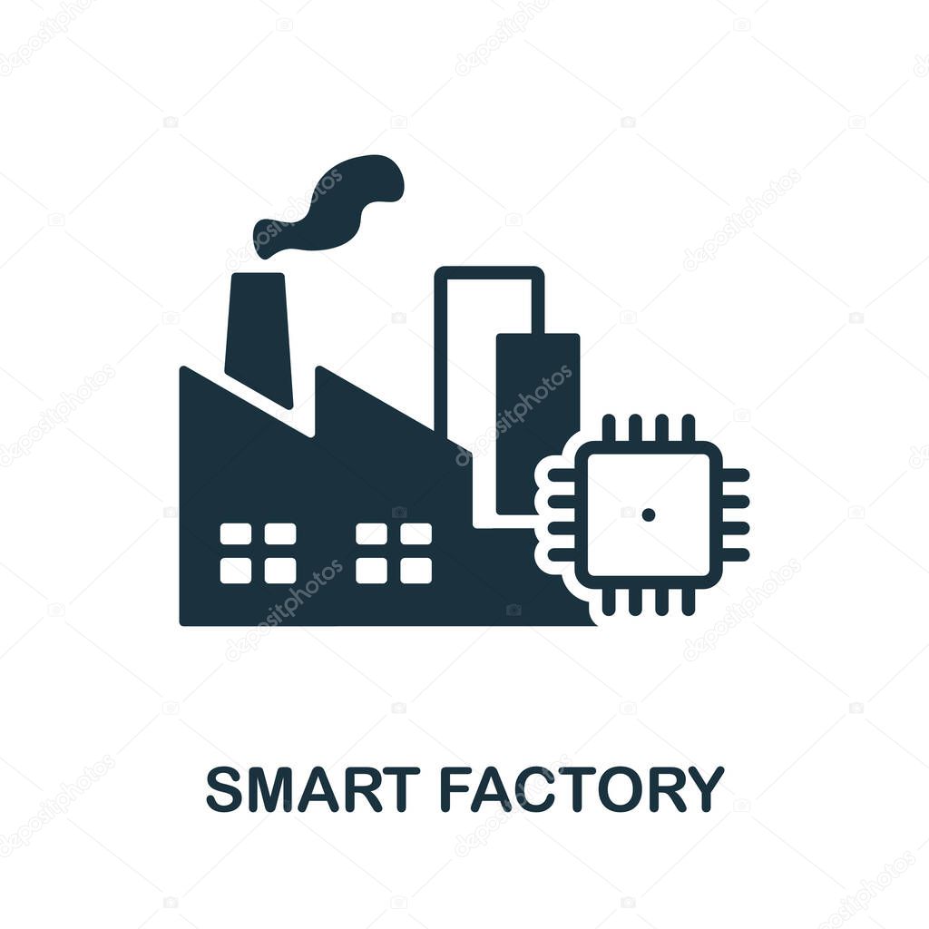Smart Factory icon. Black sign from industry 4.0 collection. Creative Smart Factory icon for web design, templates and infographics.