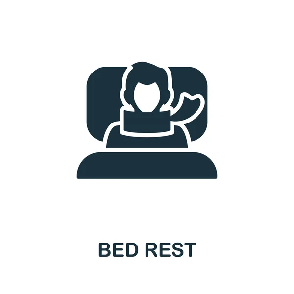 Ikona odpočinku. Monochromatický znak ze sbírky nemocničního režimu. Ikona Creative Bed Rest ilustrace pro webdesign, infografiku a další — Stockový vektor