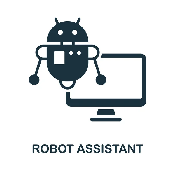 Ikona asystenta robota. Monochromatyczny znak z kolekcji technologii internetowych. Ikona Creative Robot Assistant do projektowania stron internetowych, infografik i innych — Wektor stockowy