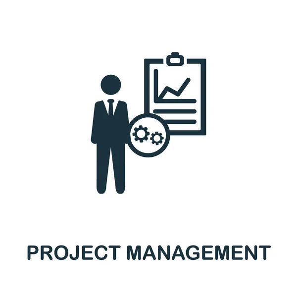 Project Management icon. Monochrome simple element from leadership collection. Creative Project Management icon for web design, templates, infographics and more — Stock Vector