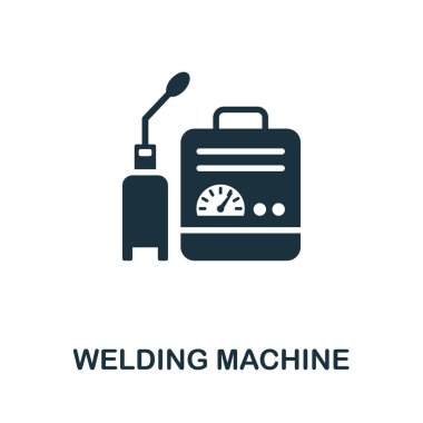 Kaynak Makinesi simgesi. Makine koleksiyonundan tek renkli tabela. Web tasarımı, bilgi grafikleri ve daha fazlası için yaratıcı kaynak makinesi simgesi çizimi