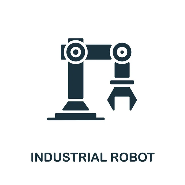 Icono del robot industrial. Signo monocromático de la colección de maquinaria. Ilustración de iconos de Creative Industrial Robot para diseño web, infografías y más — Vector de stock