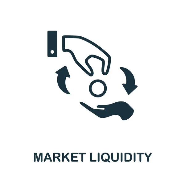 市场流动性图标。市场经济收藏的单色标志。创意市场流动性图标，网页设计，信息图表等 — 图库矢量图片