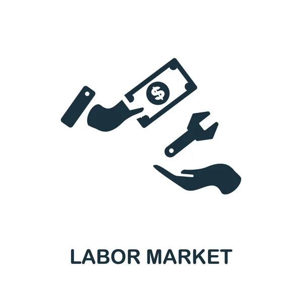 Ícone do mercado de trabalho. Signo monocromático da colecção de economia de mercado. Ilustração do ícone do Mercado de Trabalho Criativo para web design, infográficos e muito mais — Vetor de Stock