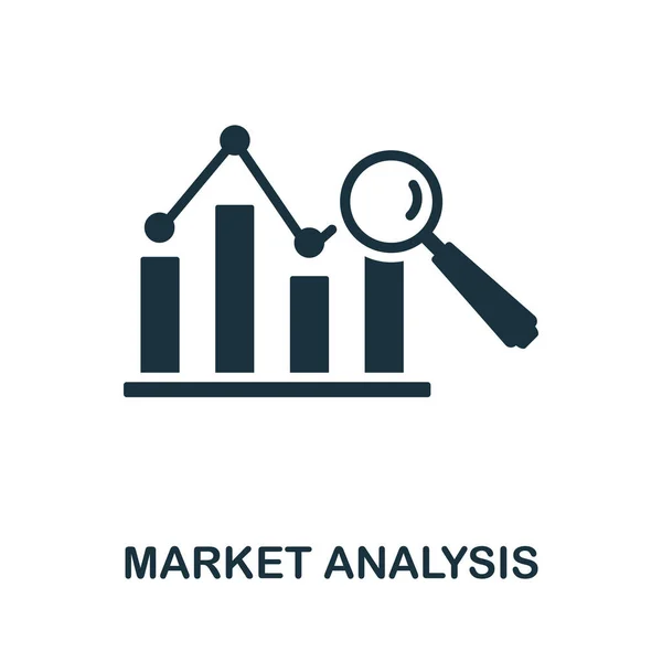 市场分析图标。市场经济收藏的单色标志。创新市场分析图标说明网页设计，信息图表和更多 — 图库矢量图片