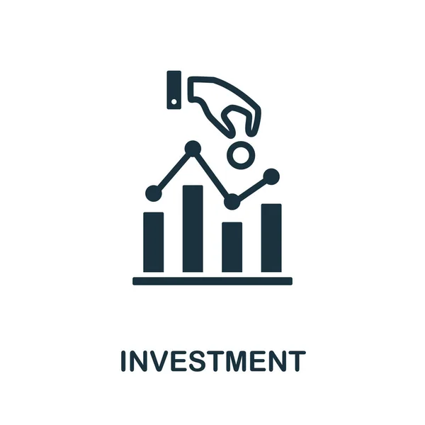 Investering icoon. Monochrome teken van de markteconomie collectie. Creatieve belegging pictogram illustratie voor web design, infographics en meer — Stockvector