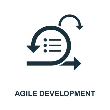 Çevik Gelişim ikonu. Üretim yönetimi koleksiyonundan tek renkli tabela. Web tasarımı, bilgi grafikleri ve daha fazlası için yaratıcı Agile Geliştirme simgesi çizimi