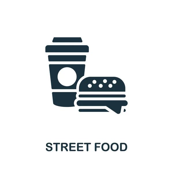 Ícone de comida de rua. Signo monocromático da coleção de vida da cidade grande. Ilustração do ícone Creative Street Food para web design, infográficos e muito mais — Vetor de Stock