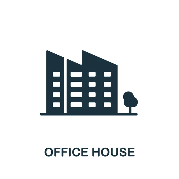 Office House ikonen. Monokrom skylt från storstadens livs samling. Creative Office House ikon illustration för webbdesign, infografik och mer — Stock vektor