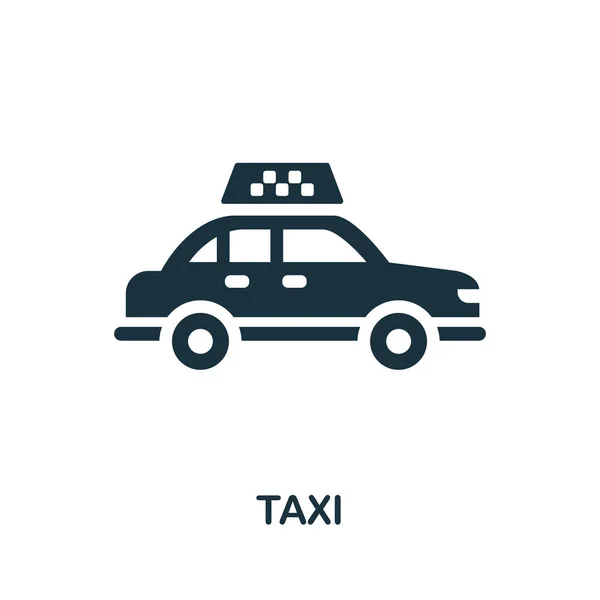 Taxiikon. Monokrom skylt från storstadens livs samling. Creative Taxi ikon illustration för webbdesign, infografik och mer — Stock vektor