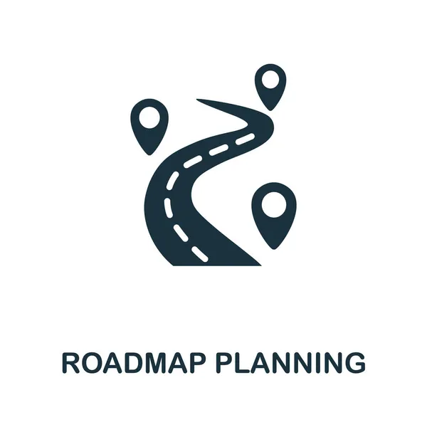 Roadmap Planning icon. Monochromes Schild aus der Sammlung der Produktionsleitung. Creative Roadmap Planning Icon Illustration für Webdesign, Infografiken und mehr — Stockvektor