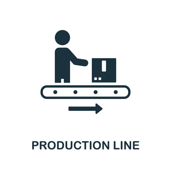 Icono de línea de producción. Signo monocromático de la colección de gestión de producción. Ilustración de iconos de Creative Production Line para diseño web, infografías y más — Vector de stock