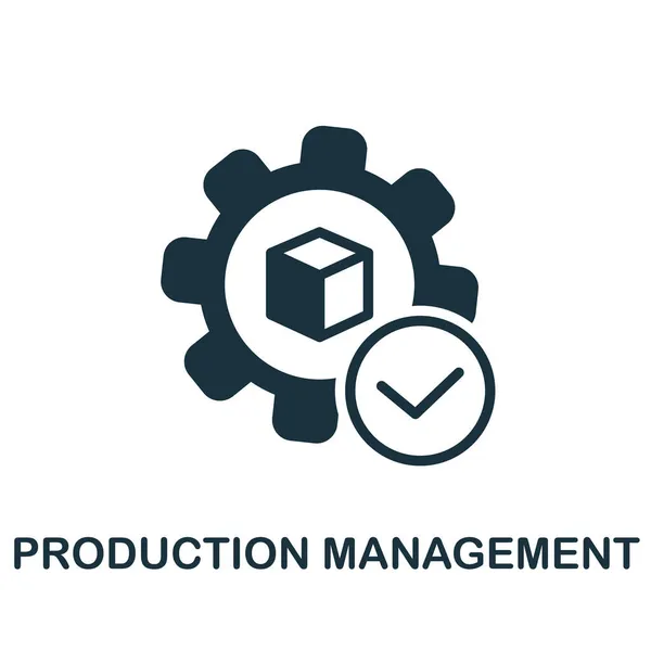 Ikona zarządzania produkcją. Monochromatyczny znak z kolekcji zarządzania produkcją. Ikona zarządzania produkcją kreatywną do projektowania stron internetowych, infografik i wielu innych — Wektor stockowy