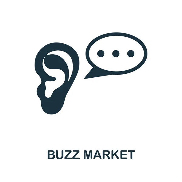 Buzz Market Ikone. Monochromes Schild aus der Projektentwicklungssammlung. Creative Buzz Market Icon Illustration für Webdesign, Infografiken und mehr — Stockvektor