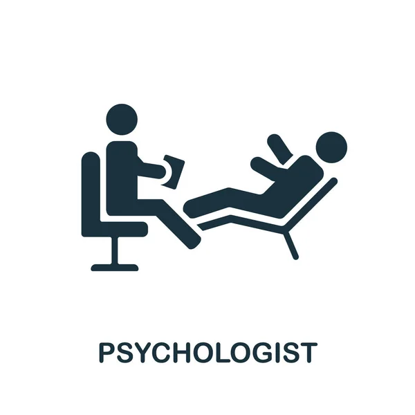 Ikon Psikolog. Tanda monokrom dari koleksi psikoterapi. Ilustrasi ikon psikolog kreatif untuk desain web, infografis, dan banyak lagi - Stok Vektor