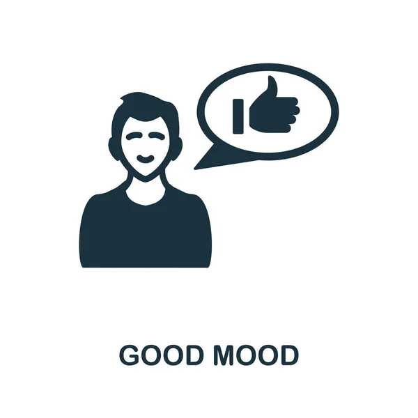 Bonne humeur icône. Signe monochrome de la collection psychothérapie. Illustration d'icônes Creative Good Mood pour la conception web, l'infographie et plus encore — Image vectorielle