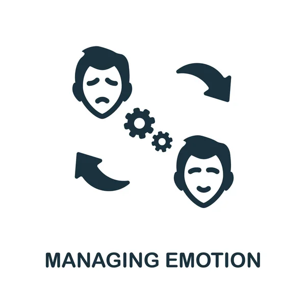 Gerenciando ícone Emoção. Sinal monocromático da colecção de psicoterapia. Criativa Managing Emotion ícone ilustração para web design, infográficos e muito mais — Vetor de Stock