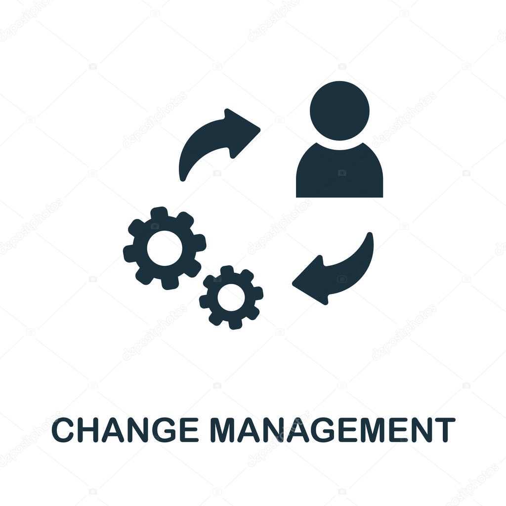 Change Management icon. Black sign from production management collection. Creative Change Management icon for web design, templates and infographics.