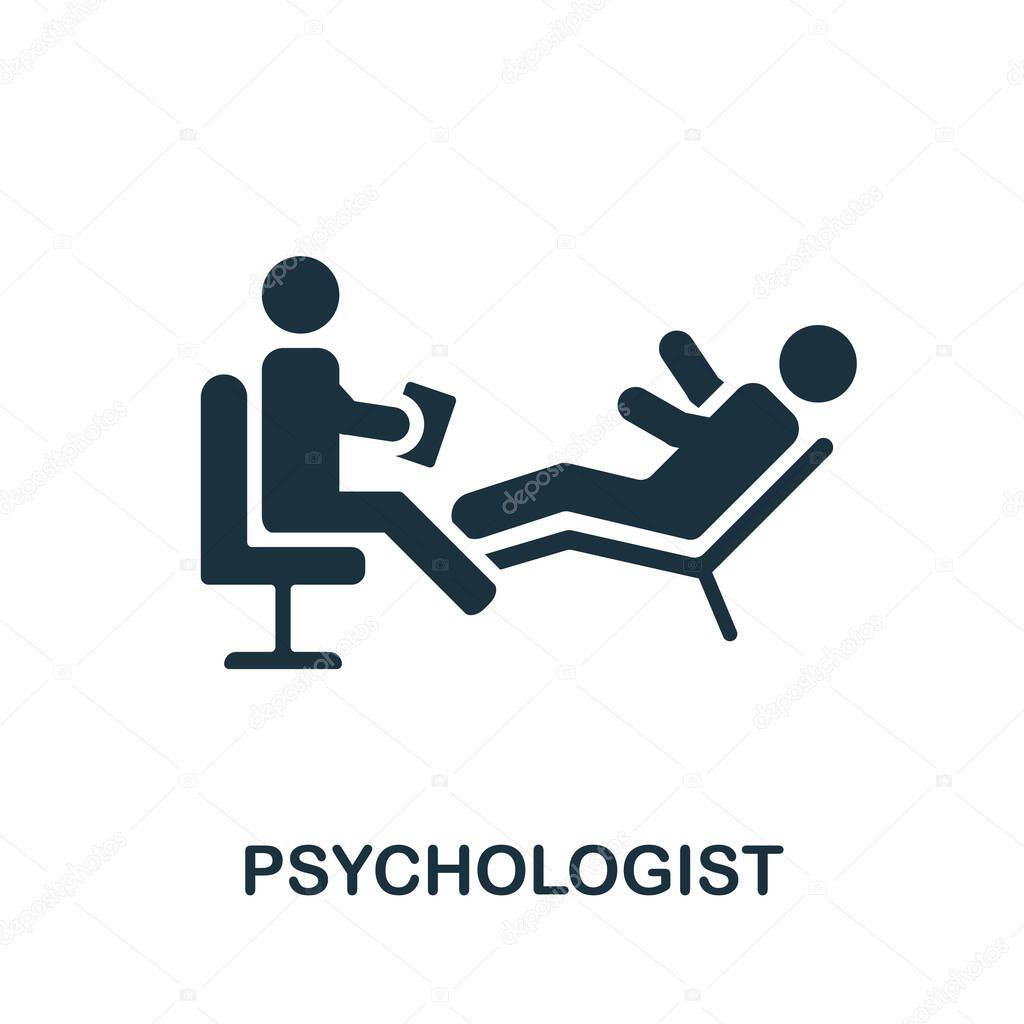 Psychologist icon. Black sign from psychotherapy collection. Creative Psychologist icon for web design, templates and infographics.