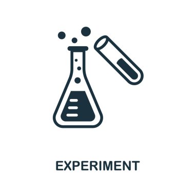 Deney simgesi. Okul eğitim koleksiyonundan tek renkli tabela. Web tasarımı, bilgi grafikleri ve daha fazlası için yaratıcı deney simgesi çizimi