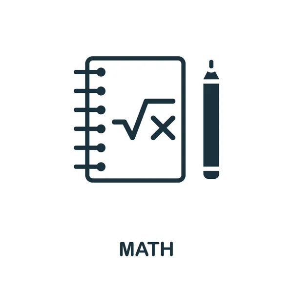 Matematik simgesi. Okul eğitim koleksiyonundan tek renkli tabela. Web tasarımı, bilgi grafikleri ve daha fazlası için yaratıcı matematik simgesi çizimi — Stok Vektör