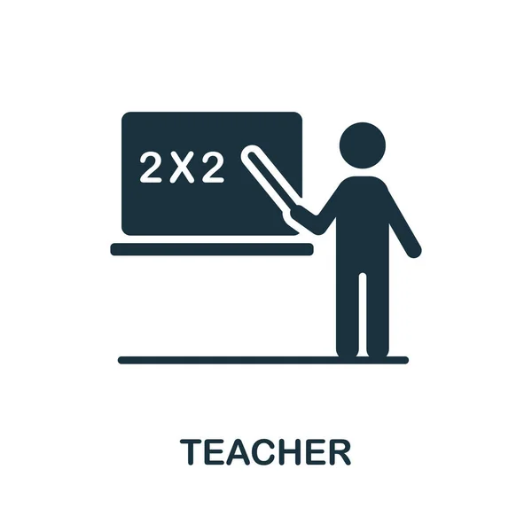 Ikona nauczyciela. Monochromatyczny znak ze szkolnej kolekcji edukacyjnej. Ikona Creative Teacher do projektowania stron internetowych, infografik i wielu innych — Wektor stockowy