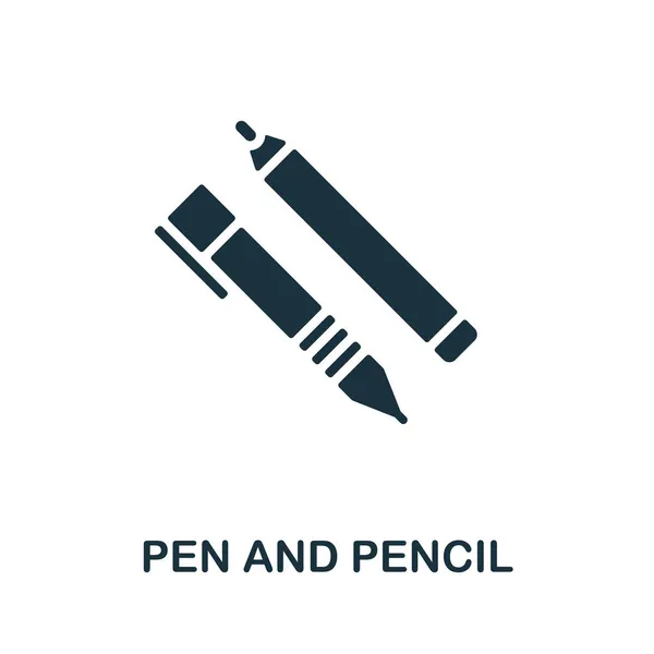 Stift und Bleistift. Monochromes Schild aus der Sammlung der Schulbildung. Creative Pen And Pencil Icon Illustration für Webdesign, Infografiken und mehr — Stockvektor