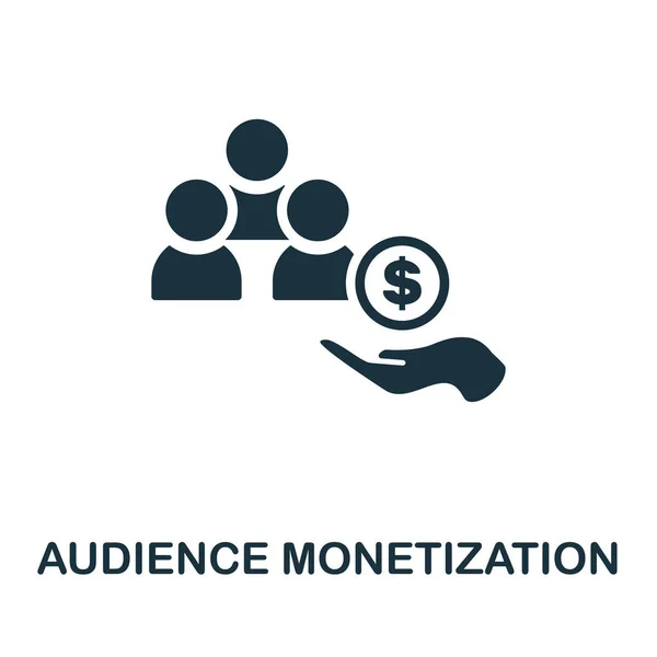 Ikona monetyzacji publiczności. Monochromatyczny znak z kolekcji social media marketing. Creative Audience Monetization Ikona ilustracji do projektowania stron internetowych, infografik i innych — Wektor stockowy