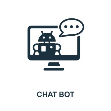 Sohbet robotu simgesi. Sosyal medya pazarlama koleksiyonundan tek renkli tabela. Web tasarımı, bilgi grafikleri ve daha fazlası için Yaratıcı Chat Bot simgesi çizimi