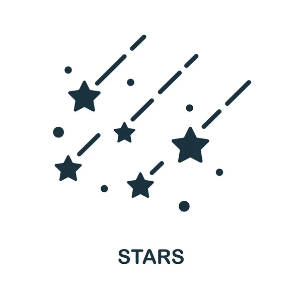 Icono estrellas. Signo monocromático de la colección espacial. Ilustración de iconos de Creative Stars para diseño web, infografías y más — Vector de stock