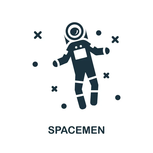 宇宙人のアイコン。宇宙コレクションからのモノクロームサイン。Webデザイン、インフォグラフィックなどのための創造的なSpacemenのアイコンのイラスト — ストックベクタ