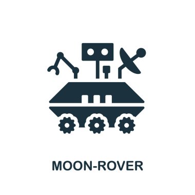 Moon-Rover simgesi. Uzay koleksiyonundan tek renkli tabela. Web tasarımı, bilgi grafikleri ve daha fazlası için yaratıcı Moon-Rover simgesi çizimi