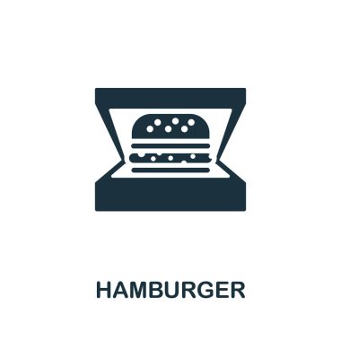Hamburger ikonu. Tek renkli tabela, paket servis koleksiyonundan. Web tasarımı, bilgi grafikleri ve daha fazlası için yaratıcı Hamburger simgesi çizimi