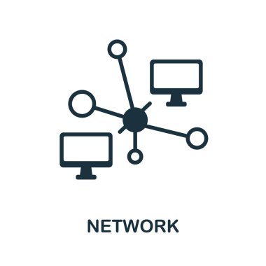 Ağ simgesi. Teknoloji koleksiyonundan tek renk işareti. Web tasarımı, bilgi grafikleri ve daha fazlası için yaratıcı Ağ simgesi çizimi