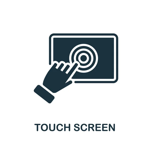 터치 스크린 아이콘. 기술 모음의 모노크롬 사인. 웹 디자인, 인포 그래픽등을 위한 크리에이티브 터치 스크린 아이콘 삽화 — 스톡 벡터