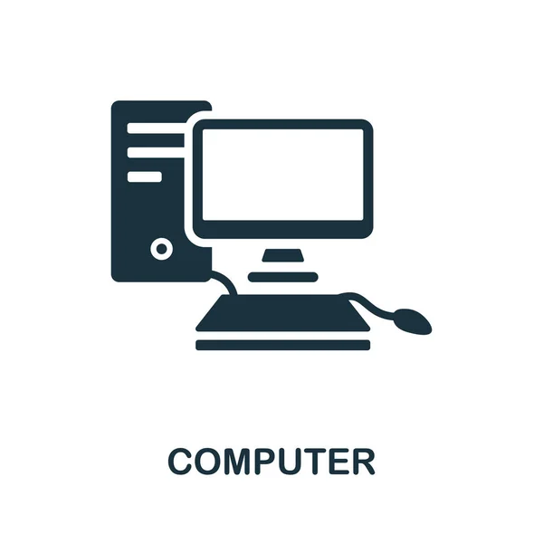 Icono del ordenador. Signo monocromático de la colección tecnológica. Ilustración de iconos de computadora creativa para diseño web, infografías y más — Vector de stock