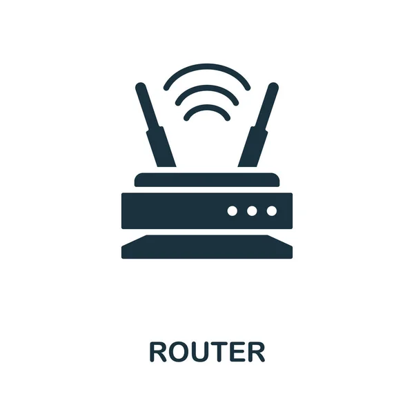 Icono del router. Signo monocromático de la colección tecnológica. Ilustración de iconos de router creativo para diseño web, infografías y más — Archivo Imágenes Vectoriales