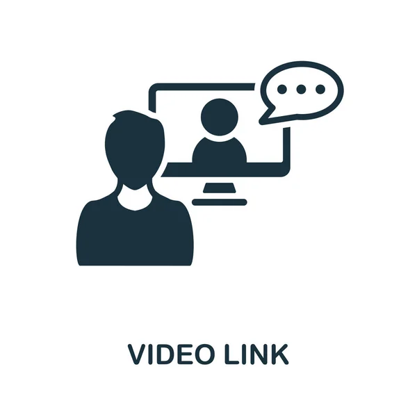 Video-Link-Symbol. Monochromes Schild aus der Technologie-Sammlung. Kreative Video-Link-Icon-Illustration für Webdesign, Infografiken und mehr — Stockvektor