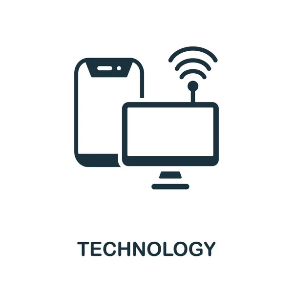 Icono de tecnología. Signo monocromático de la colección tecnológica. Ilustración de iconos de tecnología creativa para diseño web, infografías y más — Archivo Imágenes Vectoriales